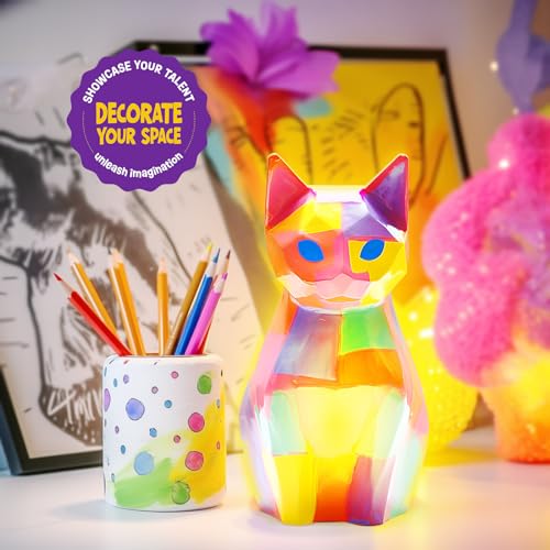 Paint Your Own Cat Lamp Kit, Art Supplies Arts & Crafts Kit, Painting kit for Kids 6-12, Arts and Crafts for Kids Ages 8-12, Toys Girls Boy Birthday Gift Ages 3 4 5 6 7 8 9 10 11 12+