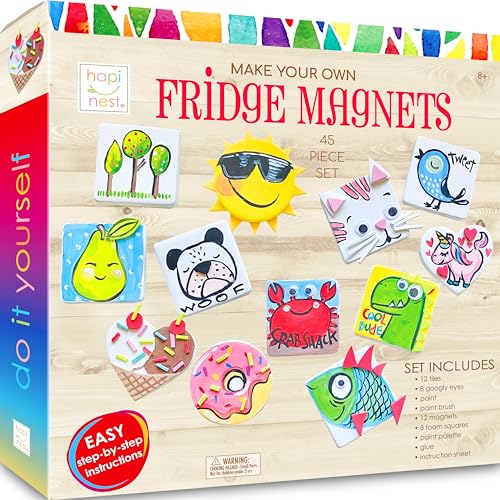 Hapinest DIY Mini Tile Fridge Magnet Arts and Crafts Kit Gifts for Kids Girls Boys Ages 8 9 10 11 12 13 Teen Years and Up
