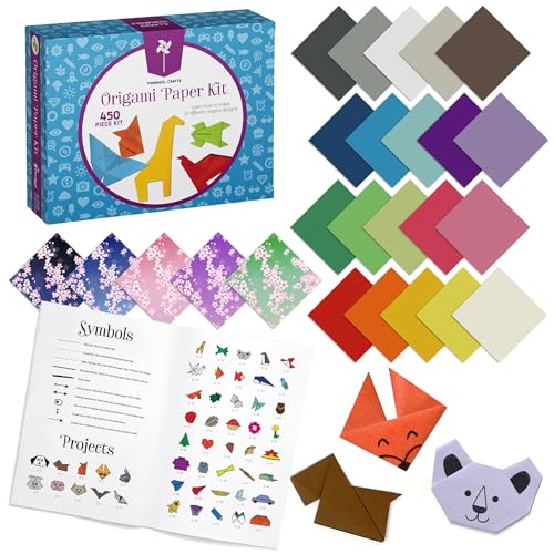 Origami Paper Kit – 50 Projects, 450 Sheets of Colored and Patterned Paper – Hours of Creative Fun for Kids and Adults