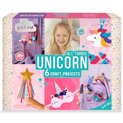 JackInTheBox Unicorn Crafts for Kids Ages 5-8, 6-in-1 Unicorn Gifts for Girls, Unicorn Craft Kit, Unicorn Toys, Unicorn Arts and Crafts for Girls Aged 5 6 7 8 Years